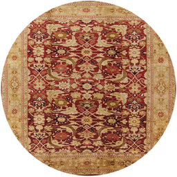 Round Mid-Century Modern Mahogany Brown Oriental Rug, urb3182