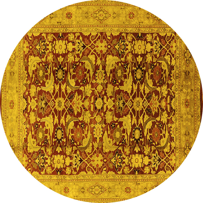 Round Oriental Yellow Industrial Rug, urb3182yw