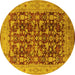 Round Oriental Yellow Industrial Rug, urb3182yw