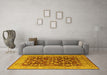 Machine Washable Oriental Yellow Industrial Rug in a Living Room, wshurb3182yw