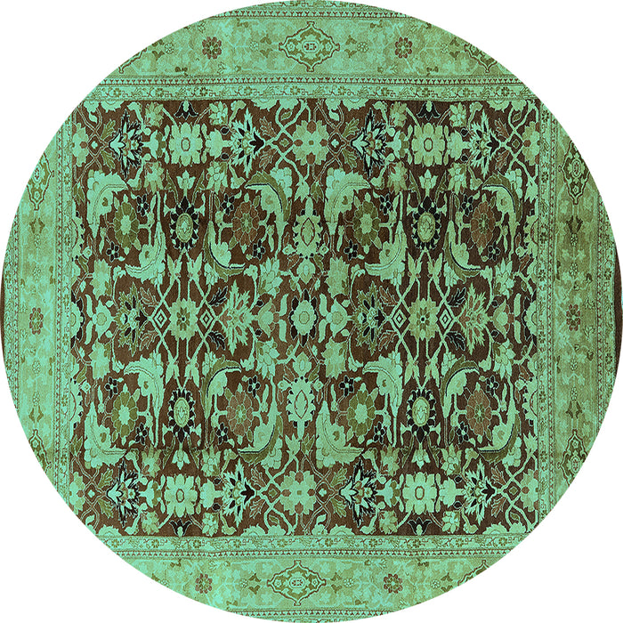 Round Oriental Turquoise Industrial Rug, urb3182turq
