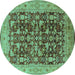 Round Oriental Turquoise Industrial Rug, urb3182turq