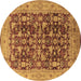 Round Oriental Brown Industrial Rug, urb3182brn