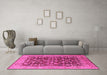 Machine Washable Oriental Pink Industrial Rug in a Living Room, wshurb3182pnk