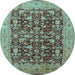 Round Oriental Light Blue Industrial Rug, urb3182lblu