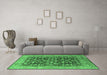 Machine Washable Oriental Emerald Green Industrial Area Rugs in a Living Room,, wshurb3182emgrn