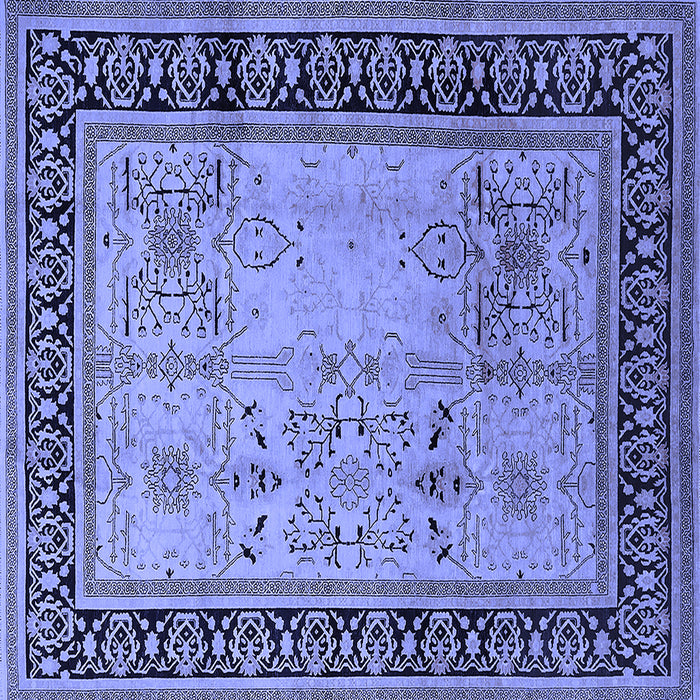 Square Machine Washable Oriental Blue Industrial Rug, wshurb3183blu