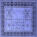 Square Machine Washable Oriental Blue Industrial Rug, wshurb3183blu