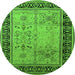 Round Oriental Green Industrial Rug, urb3183grn