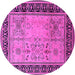 Round Machine Washable Oriental Pink Industrial Rug, wshurb3183pnk