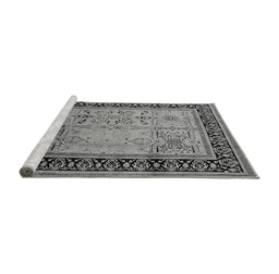 Sideview of Machine Washable Oriental Gray Industrial Rug, wshurb3183gry