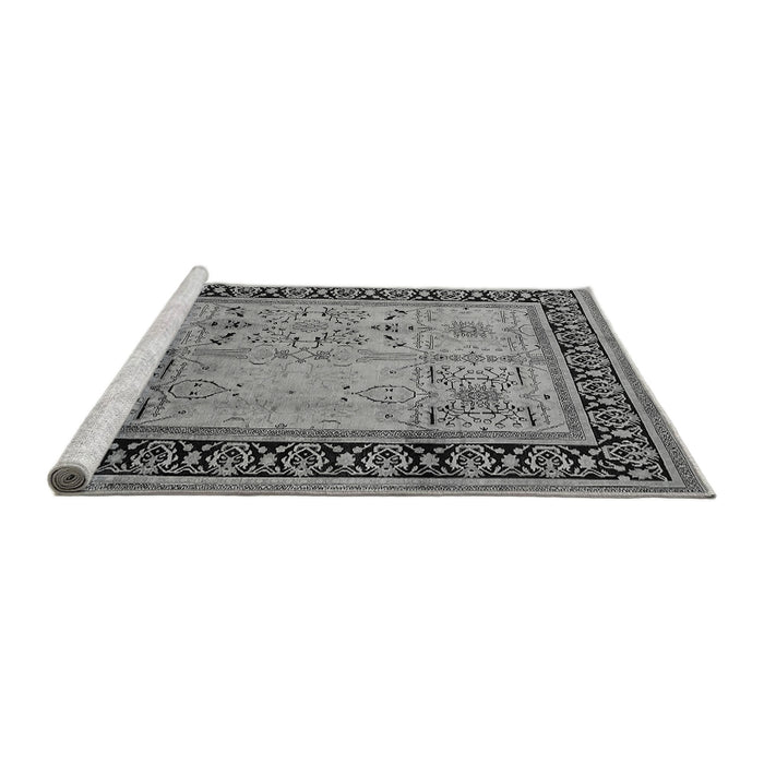Sideview of Machine Washable Oriental Gray Industrial Rug, wshurb3183gry