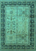 Machine Washable Oriental Turquoise Industrial Area Rugs, wshurb3183turq