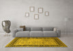 Machine Washable Oriental Yellow Industrial Rug in a Living Room, wshurb3183yw