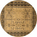 Round Oriental Brown Industrial Rug, urb3183brn