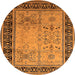 Round Oriental Orange Industrial Rug, urb3183org