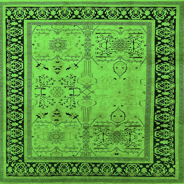 Square Machine Washable Oriental Green Industrial Area Rugs, wshurb3183grn