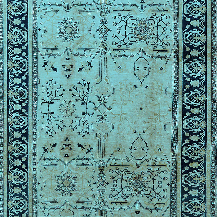 Machine Washable Oriental Light Blue Industrial Rug, wshurb3183lblu