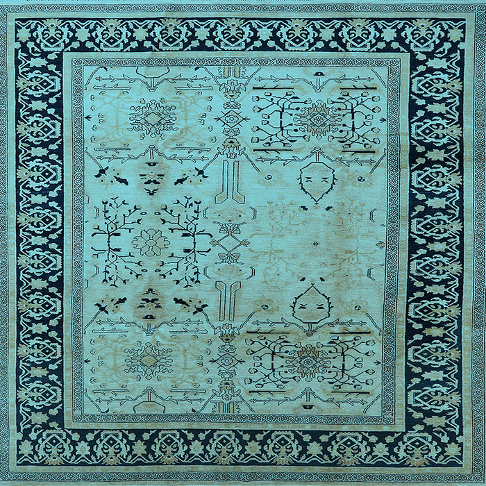 Square Machine Washable Oriental Light Blue Industrial Rug, wshurb3183lblu