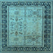 Square Machine Washable Oriental Light Blue Industrial Rug, wshurb3183lblu