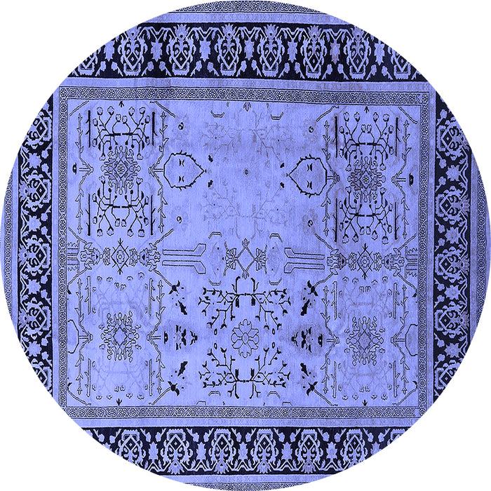 Round Oriental Blue Industrial Rug, urb3183blu