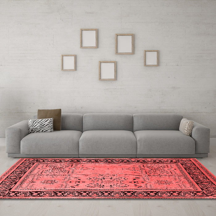 Industrial Red Washable Rugs