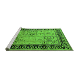 Sideview of Machine Washable Oriental Green Industrial Area Rugs, wshurb3183grn