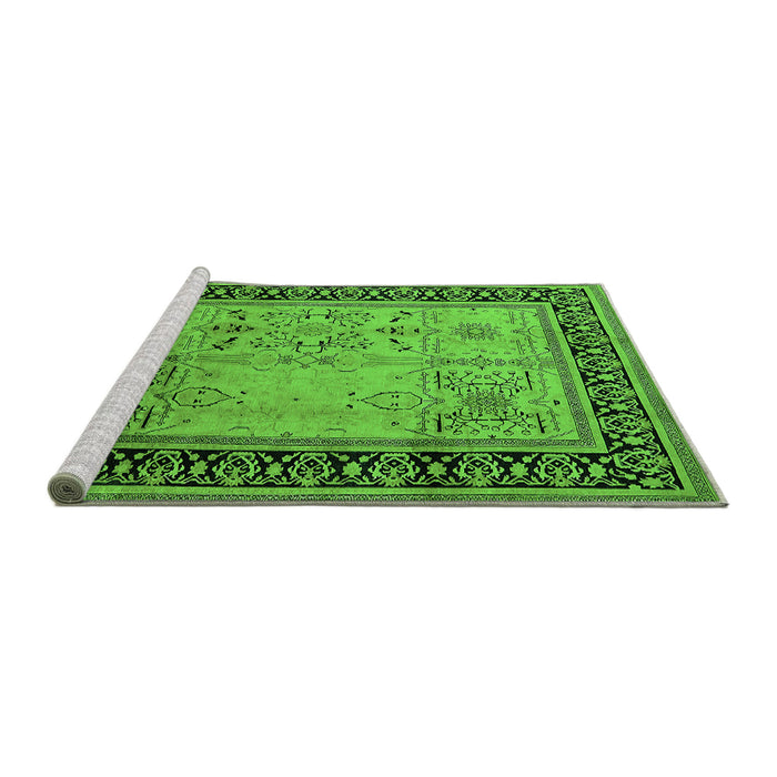 Sideview of Machine Washable Oriental Green Industrial Area Rugs, wshurb3183grn