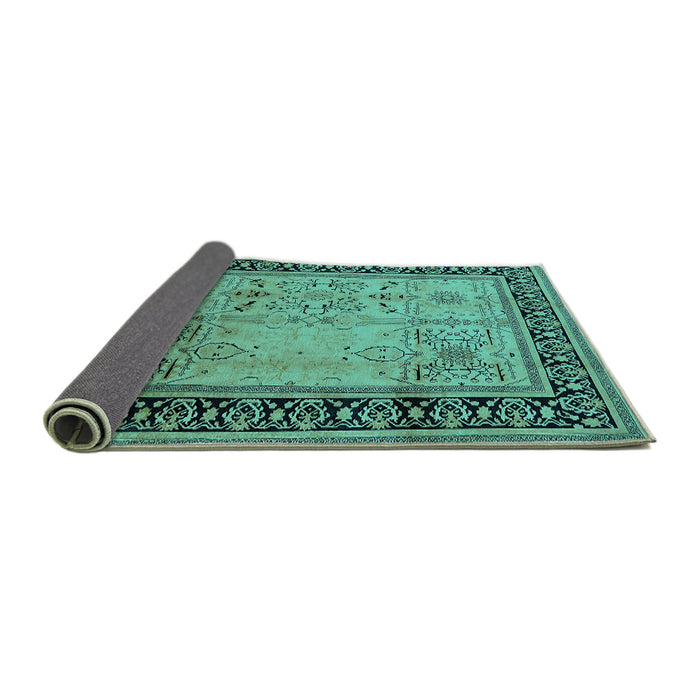 Sideview of Oriental Turquoise Industrial Rug, urb3183turq