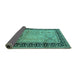 Sideview of Oriental Turquoise Industrial Rug, urb3183turq