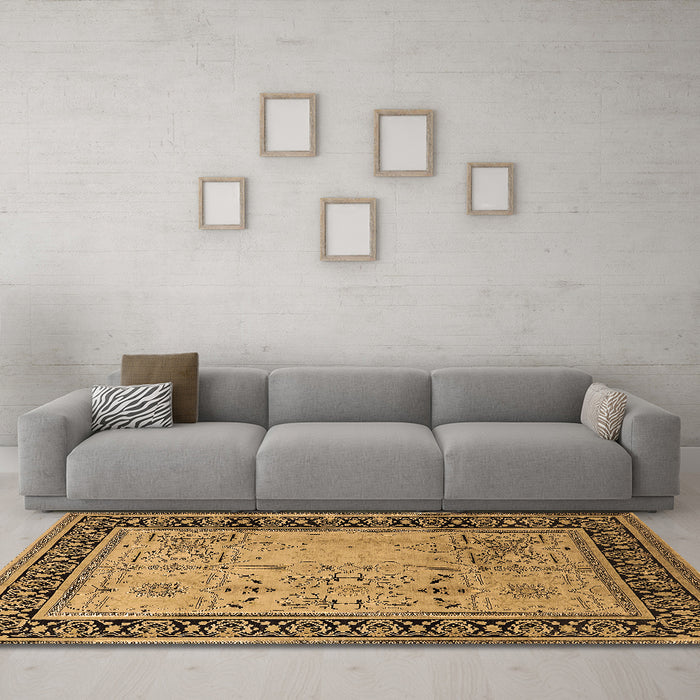 Machine Washable Oriental Brown Industrial Rug in a Living Room,, wshurb3183brn
