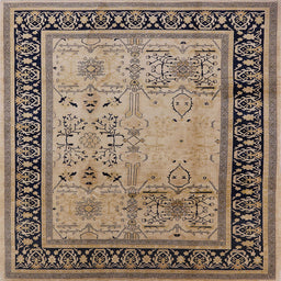 Square Mid-Century Modern Coffee Brown Oriental Rug, urb3183