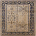 Square Mid-Century Modern Coffee Brown Oriental Rug, urb3183