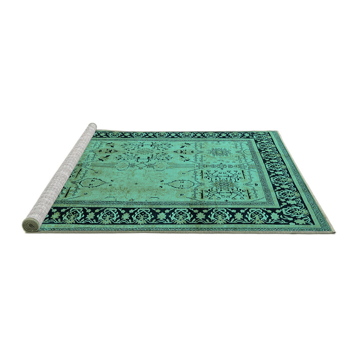 Sideview of Machine Washable Oriental Turquoise Industrial Area Rugs, wshurb3183turq