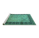 Sideview of Machine Washable Oriental Turquoise Industrial Area Rugs, wshurb3183turq