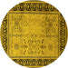 Round Oriental Yellow Industrial Rug, urb3183yw