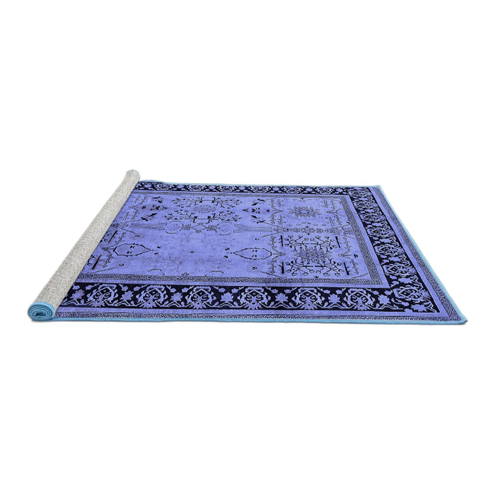 Sideview of Machine Washable Oriental Blue Industrial Rug, wshurb3183blu