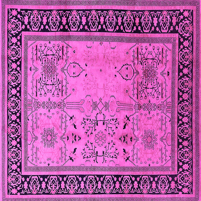 Square Machine Washable Oriental Pink Industrial Rug, wshurb3183pnk