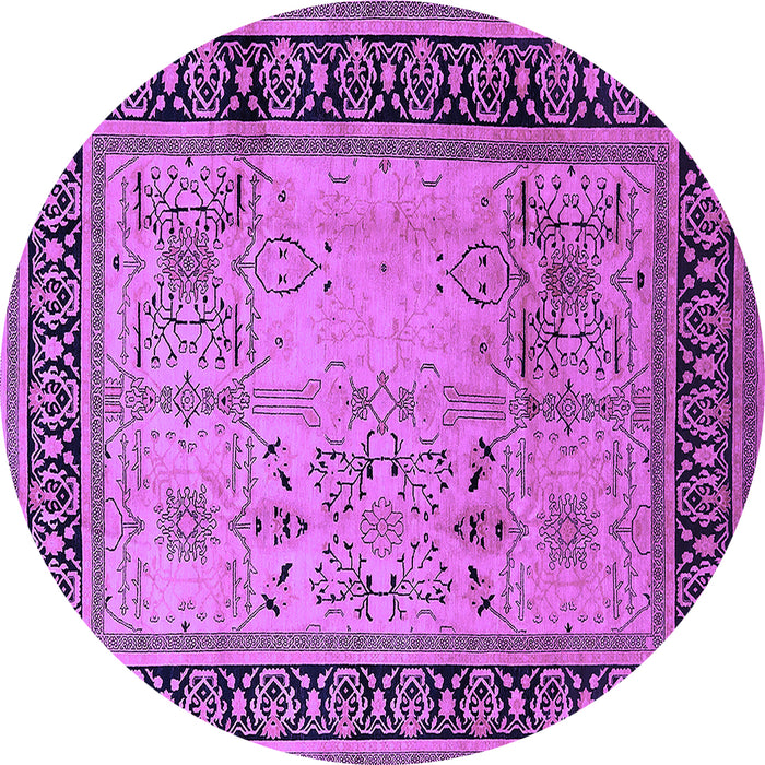 Round Machine Washable Oriental Purple Industrial Area Rugs, wshurb3183pur
