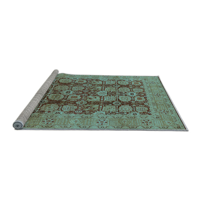 Sideview of Machine Washable Oriental Light Blue Industrial Rug, wshurb3184lblu