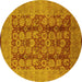 Round Oriental Yellow Industrial Rug, urb3184yw