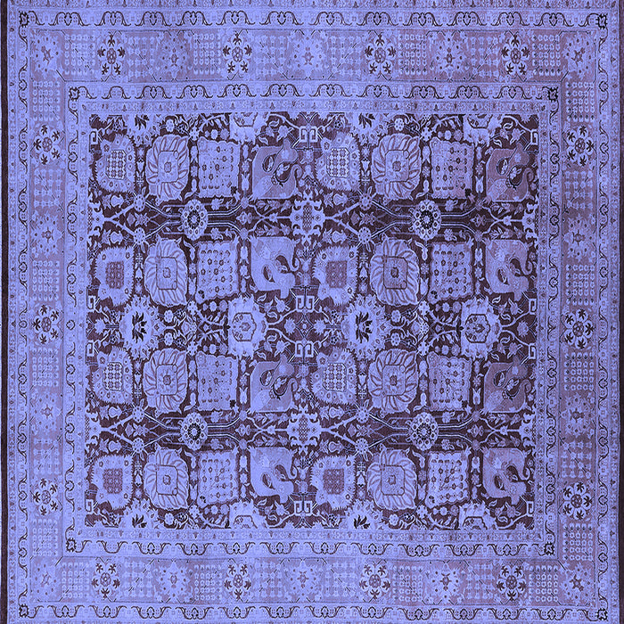 Square Machine Washable Oriental Blue Industrial Rug, wshurb3184blu