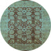 Round Oriental Light Blue Industrial Rug, urb3184lblu