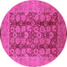 Round Machine Washable Oriental Pink Industrial Rug, wshurb3184pnk