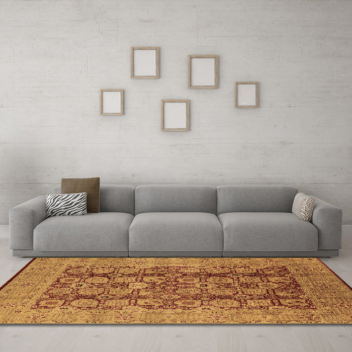 Machine Washable Oriental Brown Industrial Rug in a Living Room,, wshurb3184brn