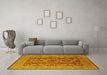 Machine Washable Oriental Yellow Industrial Rug in a Living Room, wshurb3184yw