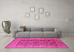 Machine Washable Oriental Pink Industrial Rug in a Living Room, wshurb3184pnk