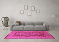 Machine Washable Oriental Pink Industrial Rug, wshurb3184pnk