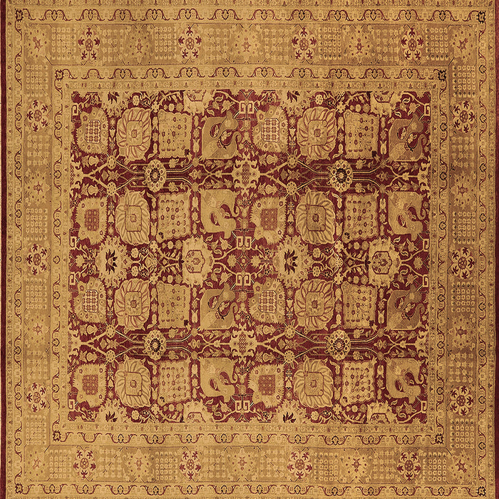 Square Machine Washable Oriental Brown Industrial Rug, wshurb3184brn