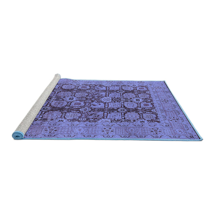 Sideview of Machine Washable Oriental Blue Industrial Rug, wshurb3184blu